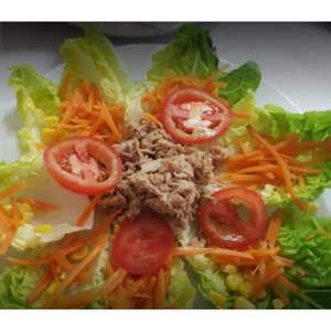Ración de ensalada verde con atún